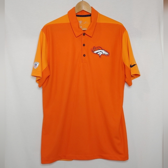 Nike Dri Fit NFL Denver Broncos Golf Polo Orange Large L 836669-827 - Picture 2 of 10